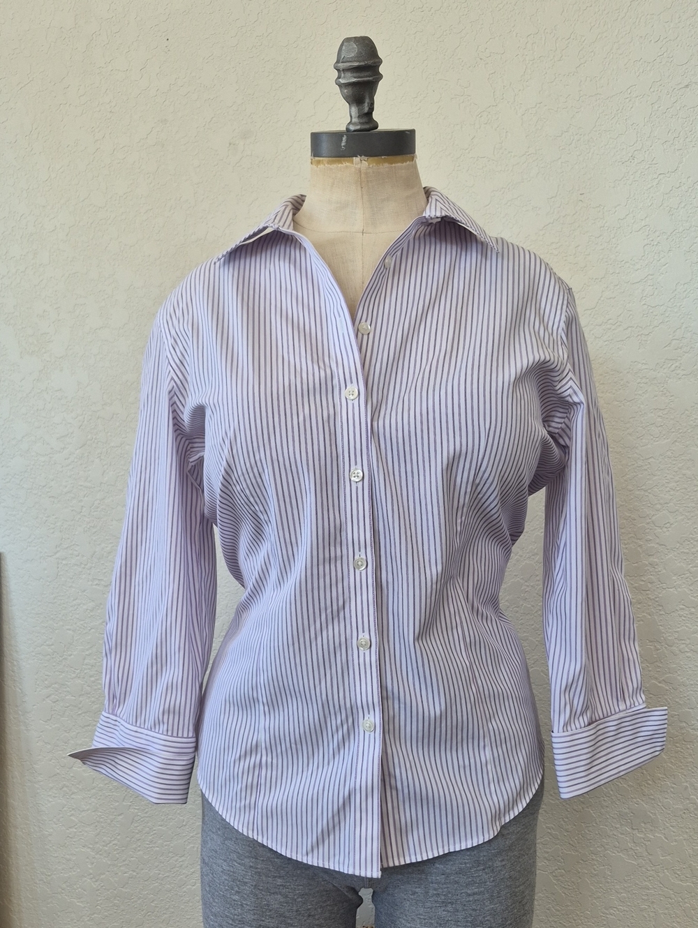 Brooks Brothers Petite 97% Fitted Non Iron Stretch97% Cotton Shirt Sz 8P